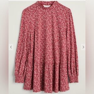 Seasalt Cornwall Cliff Cottage Tiered Jersey Tunic Top Red Floral Womens 4 Small